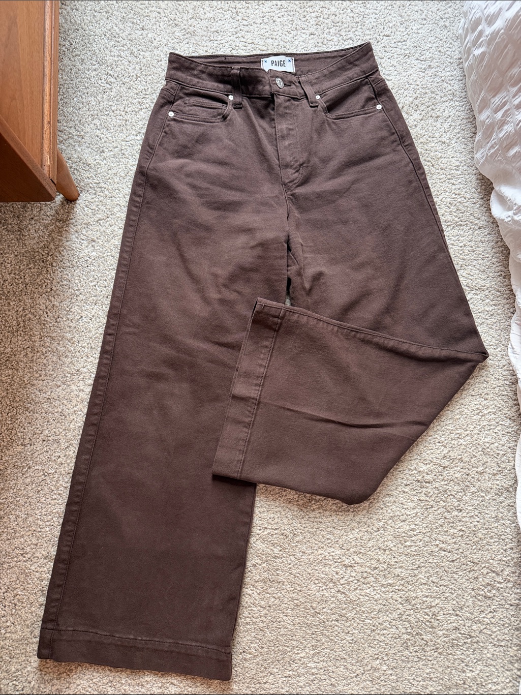 Paige Anessa Chocolate Brown Wide Leg Jeans